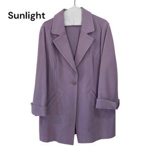 Chicos 2 Lavender Blazer Coat Women Size 12/14 2 Button Front Pockets Mid Lenght